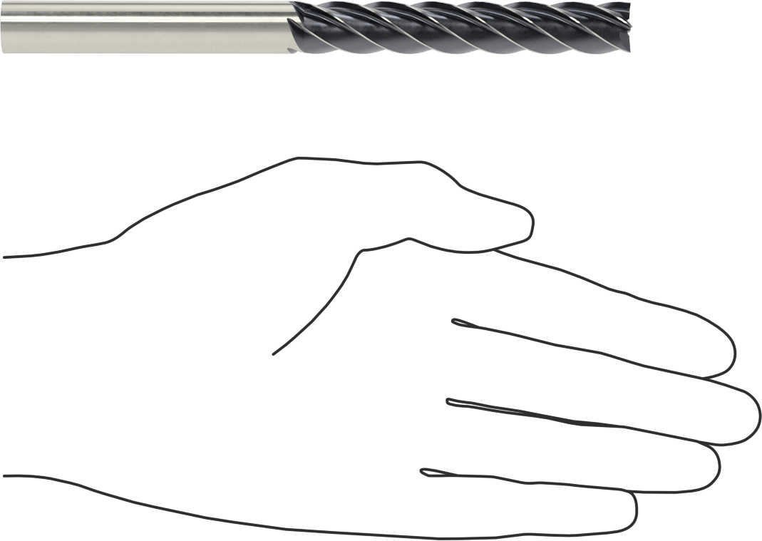 Paslanmaz Çelik ve Titanyum için Karbür Uçlu Freze, AlTiN Kaplamalı, 1/2" Freze Çapı, 3-1/8" Kesme Uzunluğu