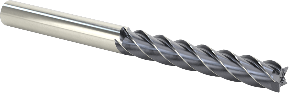 Paslanmaz Çelik ve Titanyum için Karbür Uçlu Freze, AlTiN Kaplamalı, 1/2" Freze Çapı, 3-1/8" Kesme Uzunluğu