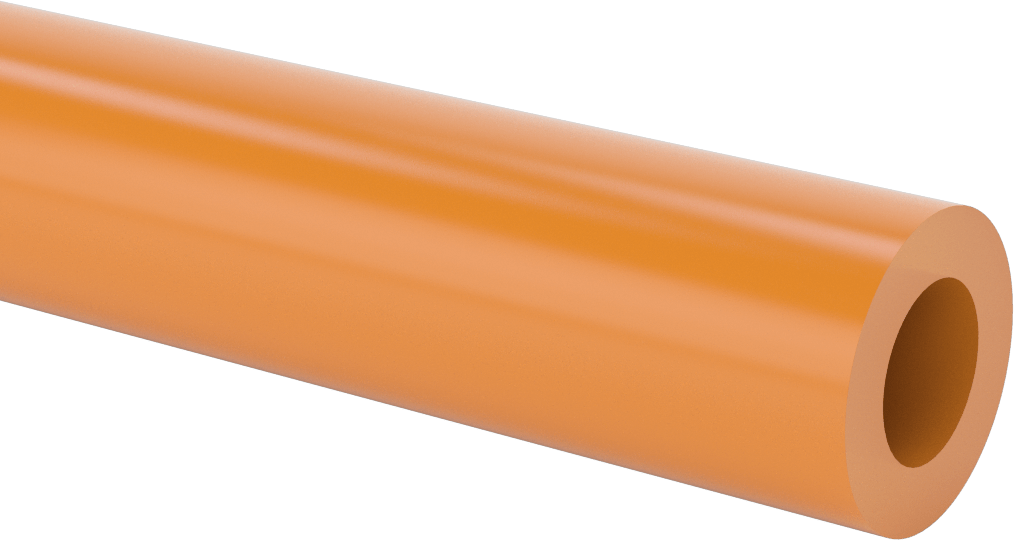 Aşınmaya Dayanıklı Poliüretan Kauçuk Yuvarlak Boru, Yarı Şeffaf, 36" Uzunluk, 1-3/4" OD