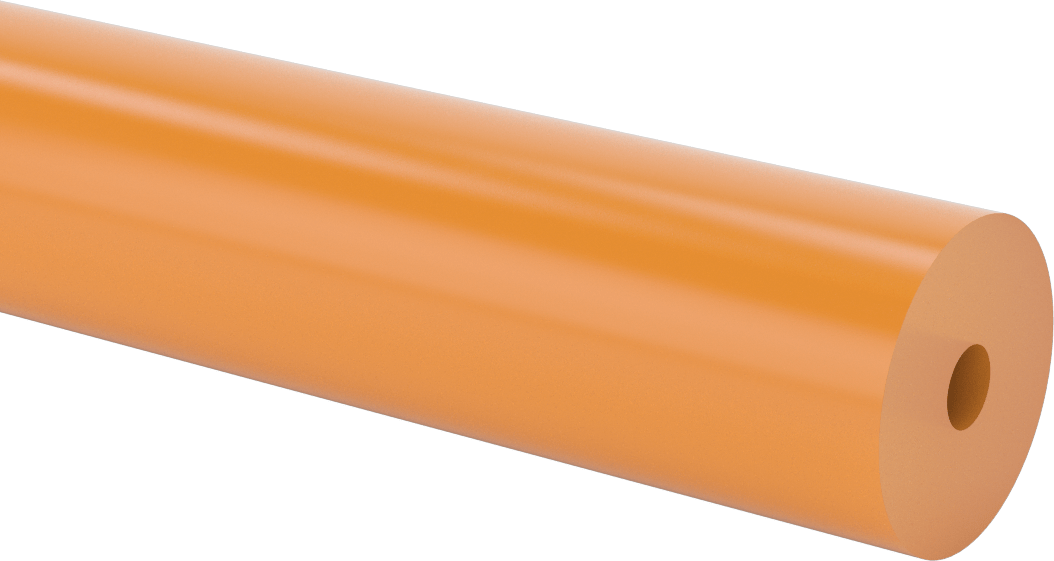 Aşınmaya Dayanıklı Poliüretan Kauçuk Yuvarlak Boru, Yarı Şeffaf, 36" Uzunluk, 2" OD, 1/2" ID