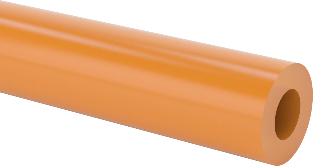 Aşınmaya Dayanıklı Poliüretan Kauçuk Yuvarlak Boru, Yarı Şeffaf, 36" Uzunluk, 2" OD, 1" ID