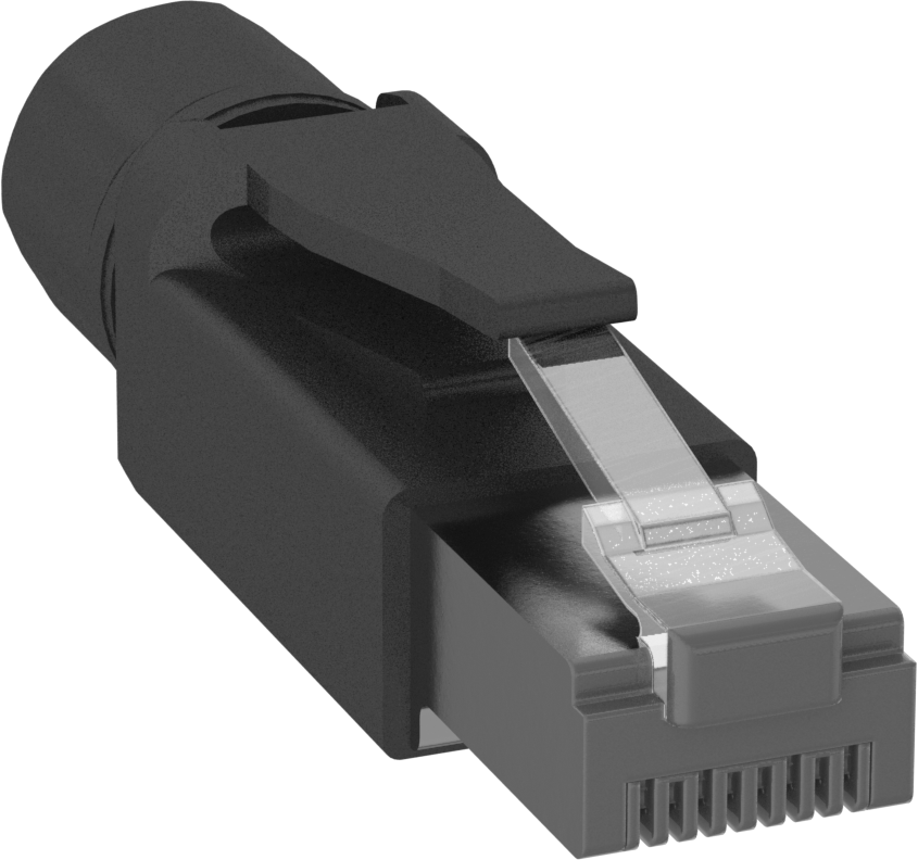 Ekranlı RJ45 Konektör, Çıtçıtlı, Düz, Kategori 6 Kablo için