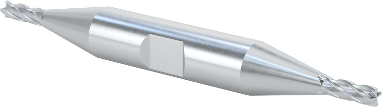 İki Freze Uçlu Kobalt Çelik Kare Uçlu Freze, 4 Kanallı, 1/8" Freze Çapı, 3/8" Şaft Çapı, 3-1/8" Toplam Uzunluk