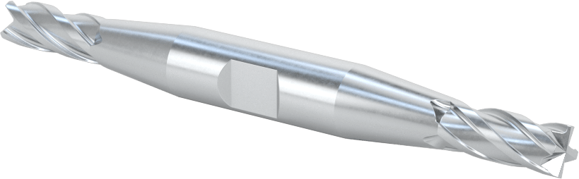 İki Freze Uçlu Kobalt Çelik Kare Uçlu Freze, 4 Kanallı, 1/4" Freze Çapı, 3-3/8" Toplam Uzunluk