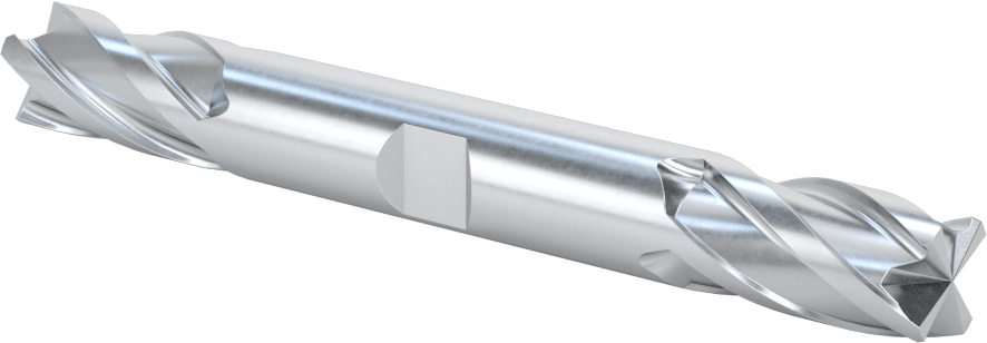 İki Freze Uçlu Kobalt Çelik Kare Uçlu Freze, 4 Kanallı, 1/2" Freze Çapı, 4-1/8" Toplam Uzunluk
