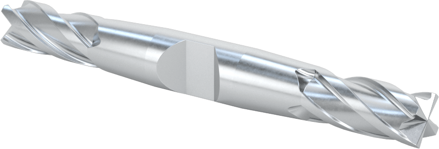 İki Freze Uçlu Kobalt Çelik Kare Uçlu Freze, 4 Kanallı, 7/16" Freze Çapı, 4-1/8" Toplam Uzunluk