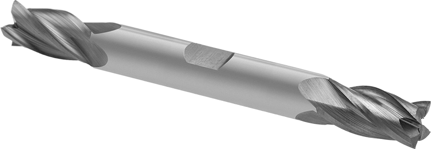 İki Freze Uçlu Kobalt Çelik Kare Uçlu Freze, 4 Kanallı, 3/8" Freze Çapı, 3-1/2" Toplam Uzunluk