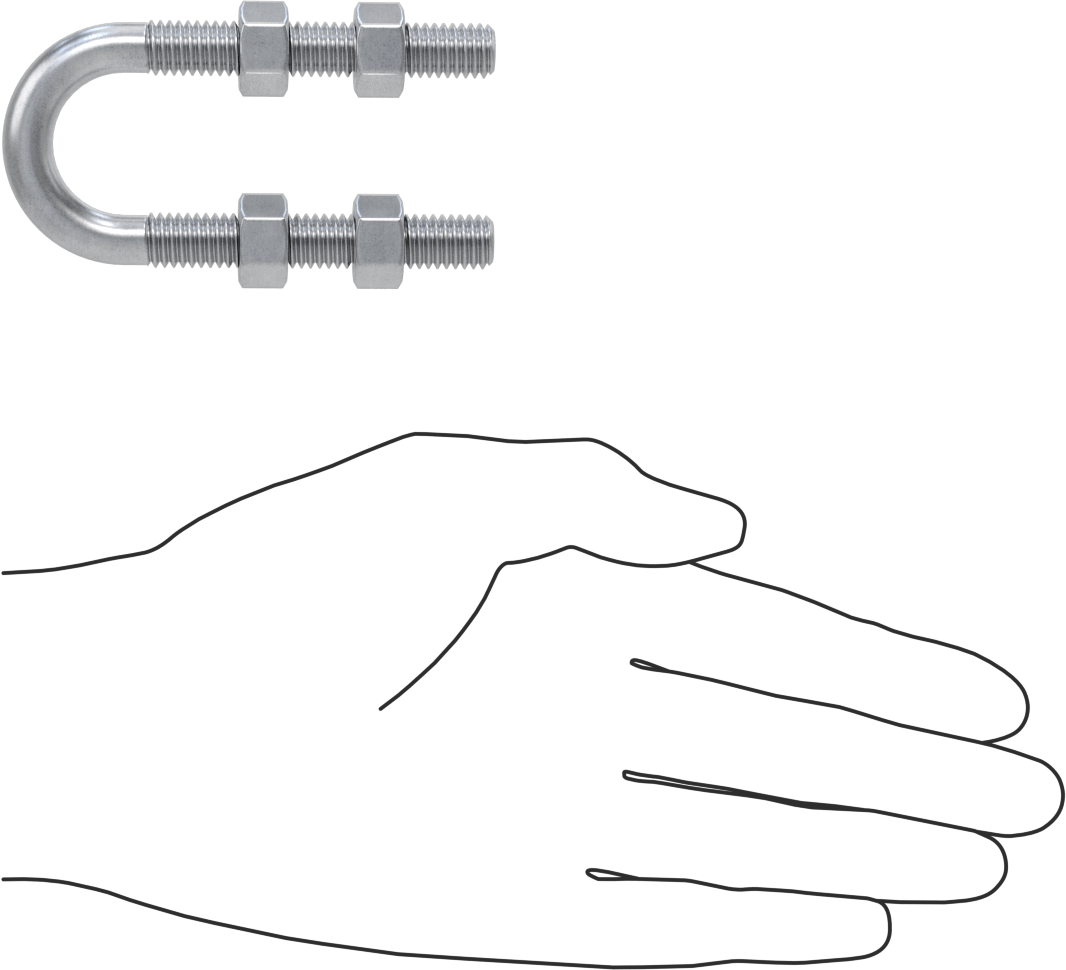 Galvanizli Çelik U Cıvatası, 3/8"-16 Diş Boyutu, 15/16" ID