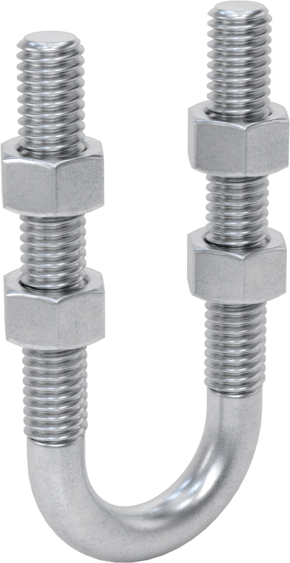 Galvanizli Çelik U Cıvatası, 3/8"-16 Diş Boyutu, 15/16" ID