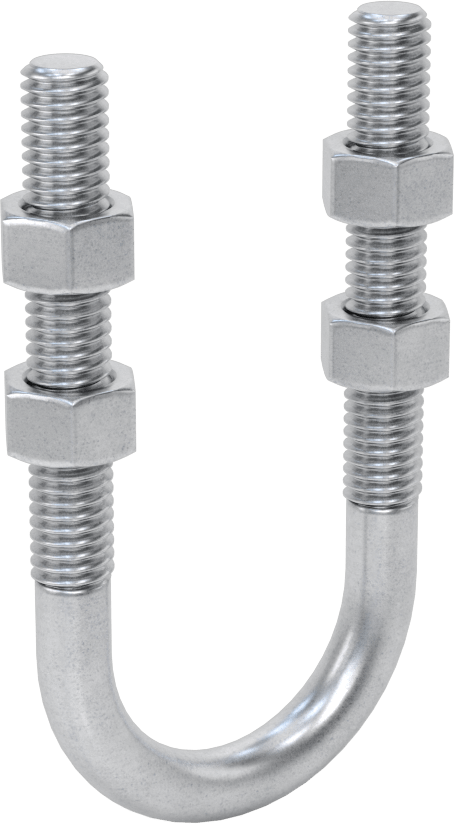 Galvanizli Çelik U Cıvatası, 3/8"-16 Diş Boyutu, 1-3/8" ID