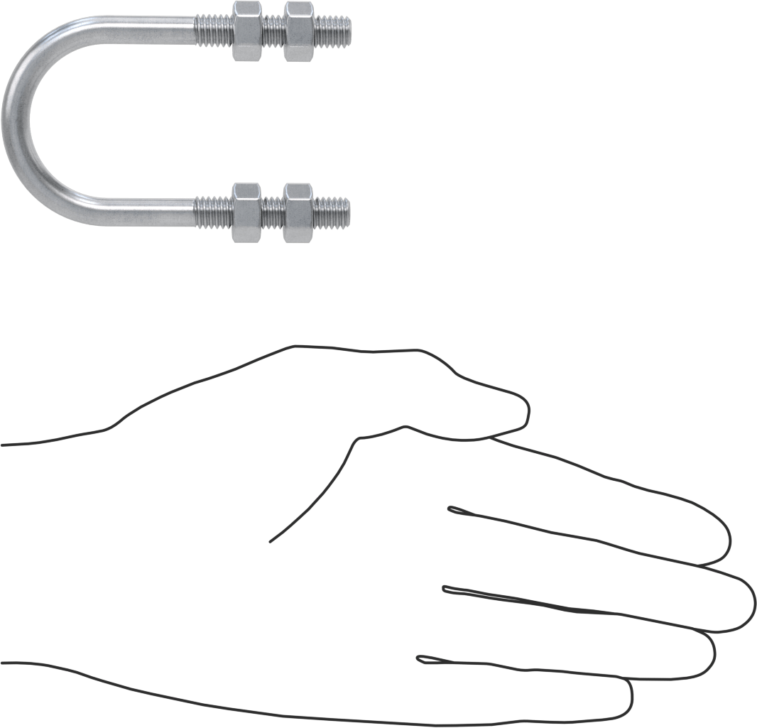 Galvanizli Çelik U Cıvatası, 5/16"-18 Diş Boyutu, 1-7/16" ID