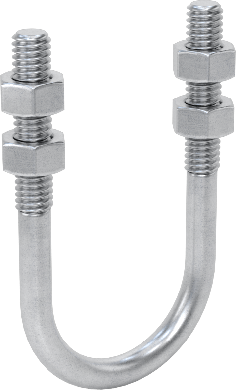 Galvanizli Çelik U Cıvatası, 5/16"-18 Diş Boyutu, 1-7/16" ID