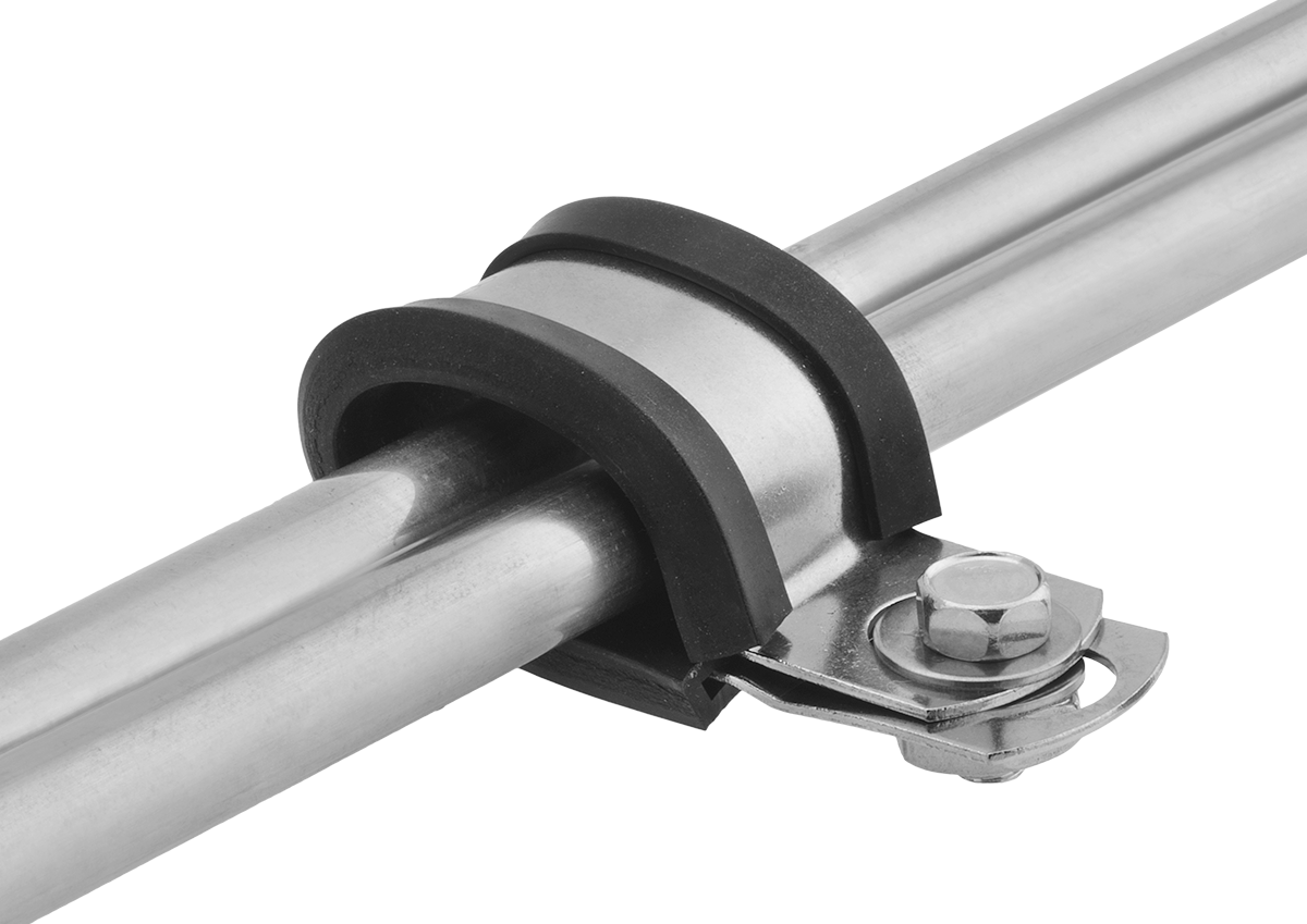 Titreşim Sönümleyici Döngü Kelepçesi, Çok Satırlı, EPDM Yastıklı Çinko Kaplı Çelik, 3/4" ID