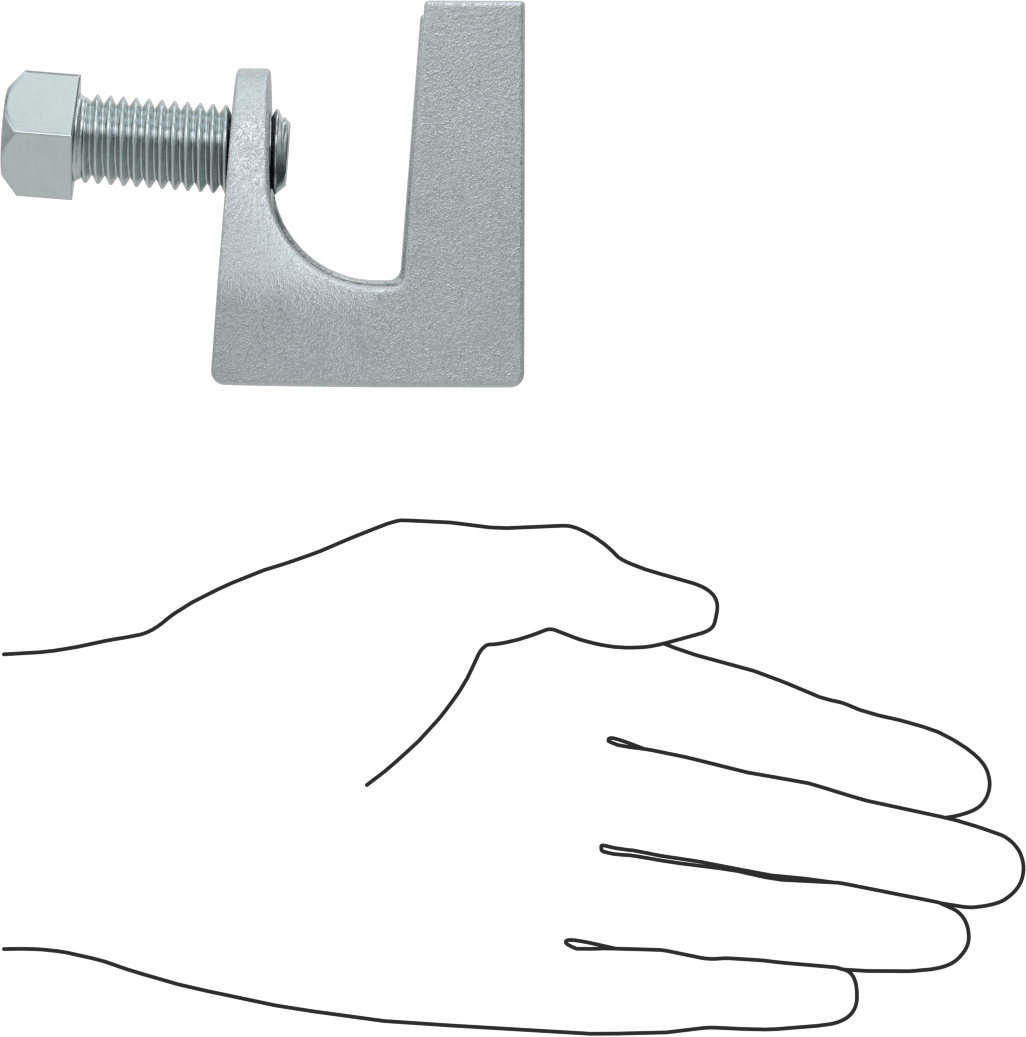 Dişli Çubuk için Kiriş Kelepçesi, Alttan Montaj, Çinko Kaplı Demir, 1/2"-13 Çubuk Boyutu için
