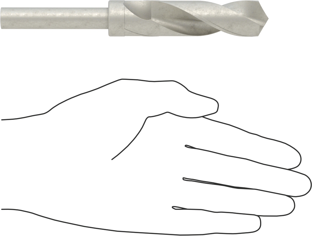 1/2" Çapında Daraltılmış Şaftlı Matkap Ucu, Kaplamasız Karbür Uçlu Çelik, 27/32" Boyut