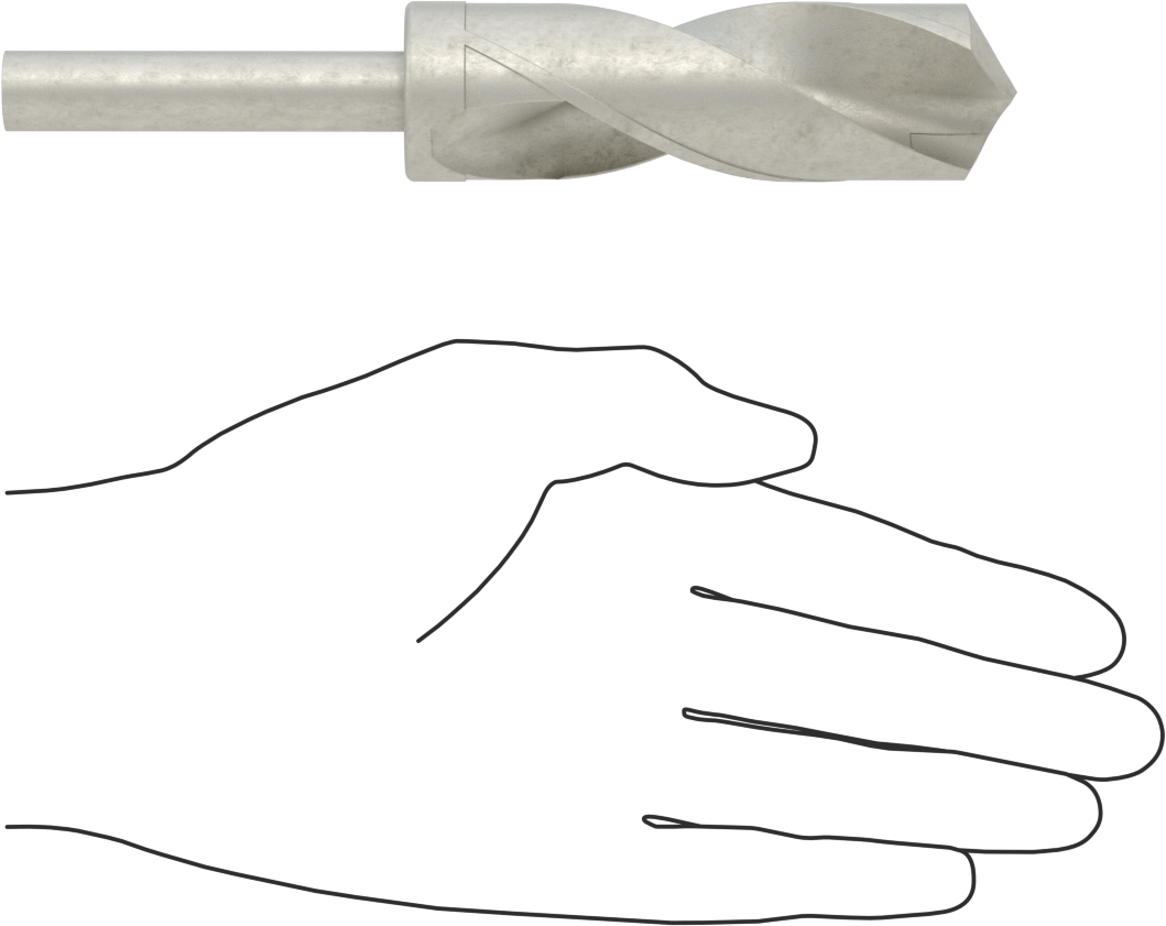 1/2" Çapında Daraltılmış Şaftlı Matkap Ucu, Kaplamasız Karbür Uçlu Çelik, 1-1/8" Boyut