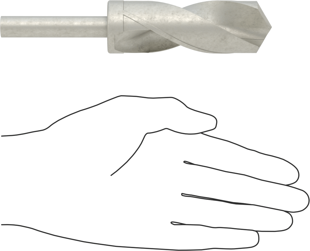 1/2" Çapında Daraltılmış Şaftlı Matkap Ucu, Kaplamasız Karbür Uçlu Çelik, 1-1/4" Boyut