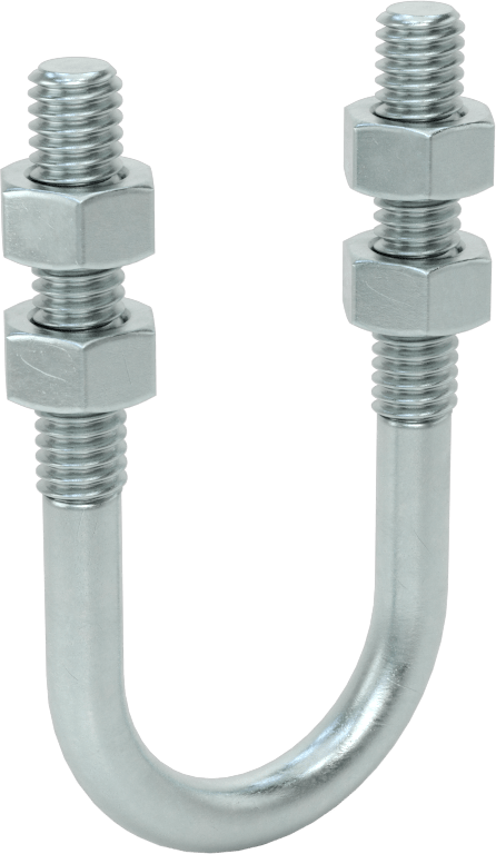 Çinko Kaplı Çelik U Cıvatası, 5/16"-18 Diş Boyutu, 1-1/8" ID