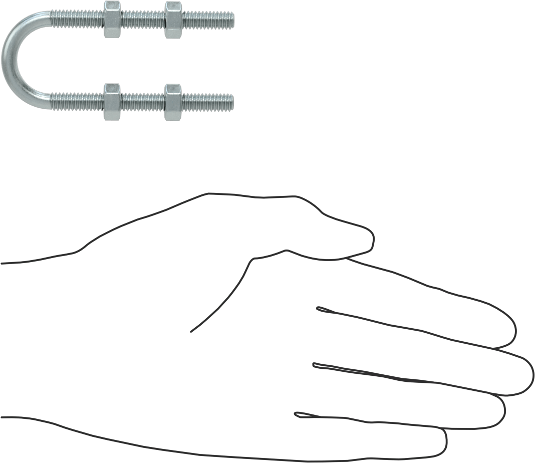 Çinko Kaplı Çelik U Cıvatası, 1/4"-20 Diş Boyutu, 7/8" ID