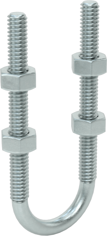 Çinko Kaplı Çelik U Cıvatası, 1/4"-20 Diş Boyutu, 7/8" ID