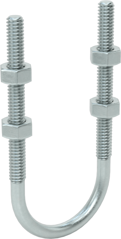 Çinko Kaplı Çelik U Cıvatası, 1/4"-20 Diş Boyutu, 1-3/8" ID