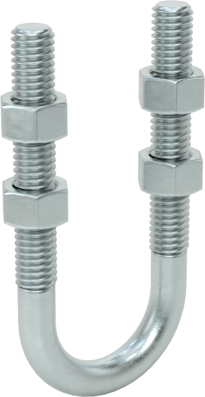 Çinko Kaplı Çelik U Cıvatası, 3/8"-16 Diş Boyutu, 1-1/8" ID