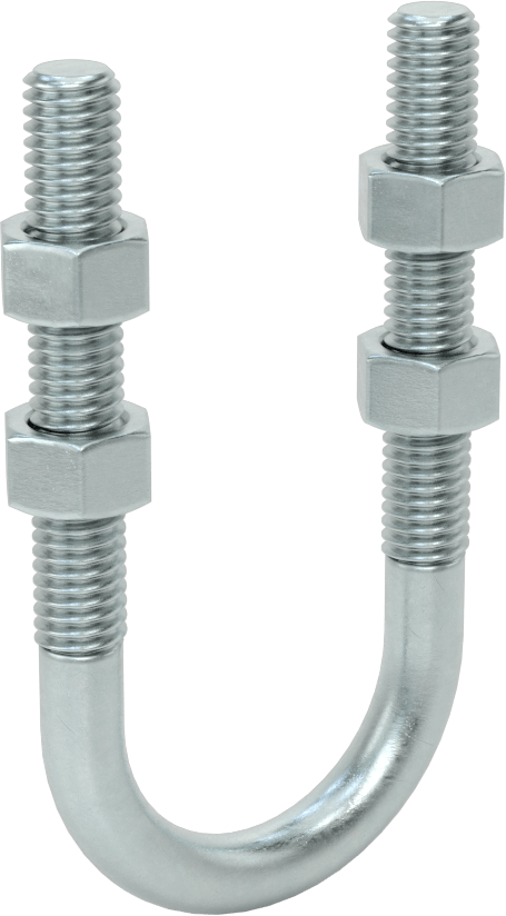 Çinko Kaplı Çelik U Cıvatası, 3/8"-16 Diş Boyutu, 1-3/8" ID