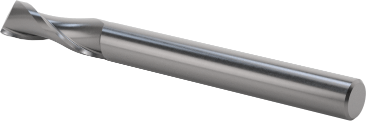Kaplamasız Karbür Kare 2 Kanallı Parmak Frez, 3/16" Freze Çapı, 2" Toplam Uzunluk