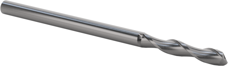 Kaplamasız Karbür Kare 2 Kanallı Parmak Frez, 1/8" Freze Çapı, 2-1/4" Toplam Uzunluk