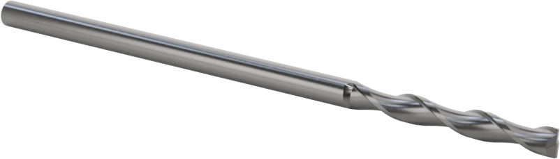 Kaplamasız Karbür Kare 2 Kanallı Parmak Frez, 1/8" Freze Çapı, 3" Toplam Uzunluk