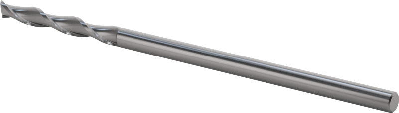 Kaplamasız Karbür Kare 2 Kanallı Parmak Frez, 1/8" Freze Çapı, 3" Toplam Uzunluk
