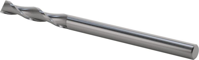 Kaplamasız Karbür Kare 2 Kanallı Parmak Frez, 3/16" Freze Çapı, 3" Toplam Uzunluk