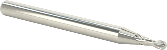 Kaplamasız Karbür Küresel Uçlu Freze, Minyatür, 2 Yiv, 1/16" Freze Çapı, 3/16" Kesme Uzunluğu