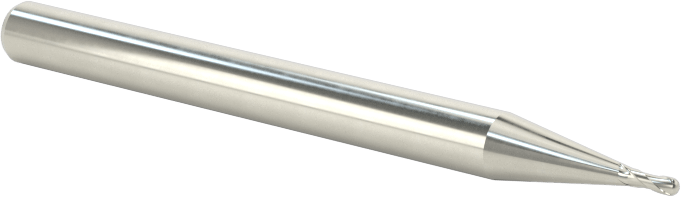 Kaplamasız Karbür Küresel Uçlu Freze, Minyatür, 2 Yiv, 1/32" Freze Çapı, 3/32" Kesme Uzunluğu
