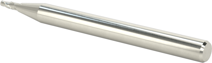 Kaplamasız Karbür Küresel Uçlu Freze, Minyatür, 2 Yiv, 3/64" Freze Çapı, 1/8" Kesme Uzunluğu