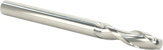 Kaplamasız Karbür Küresel Uçlu Freze, 2 Yiv, 1/8" Freze Çapı, 1-1/2" Toplam Uzunluk