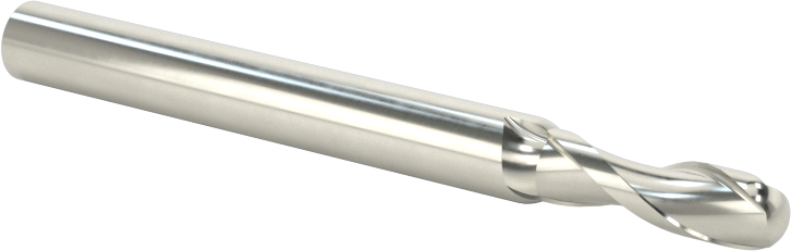 Kaplamasız Karbür Küresel Uçlu Freze, 2 Yiv, 5/32" Freze Çapı, 2" Toplam Uzunluk