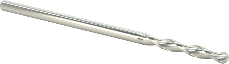 Kaplamasız Karbür Küresel Uçlu Freze, 2 Yiv, 1/8" Freze Çapı, 3" Toplam Uzunluk