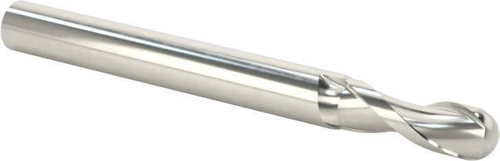 Kaplamasız Karbür Küresel Uçlu Freze, 2 Yiv, 11/64" Freze Çapı, 2" Toplam Uzunluk