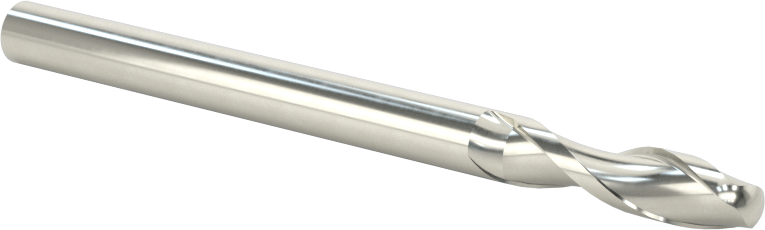 Kaplamasız Karbür Küresel Uçlu Freze, 2 Yiv, 3/16" Freze Çapı, 2-1/2" Toplam Uzunluk