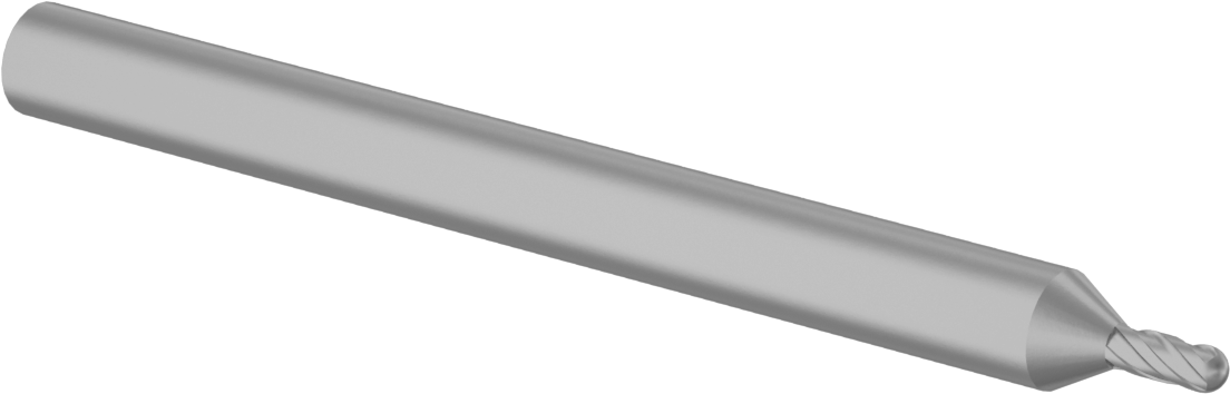 Kaplamasız Karbür Küresel Uçlu Freze, Minyatür, 4 Kanallı, 1/64" Freze Çapı