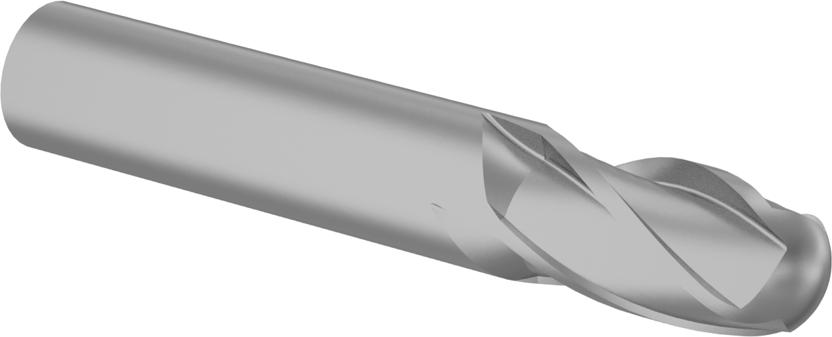 Kaplamasız Karbür Küresel Uçlu Freze, 4 Kanallı, 1/8" Freze Çapı, 1-1/2" Toplam Uzunluk