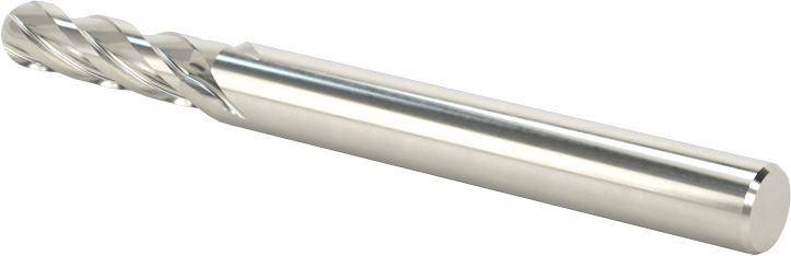 Kaplamasız Karbür Küresel Uçlu Freze, 4 Kanallı, 5/32" Freze Çapı, 2" Toplam Uzunluk