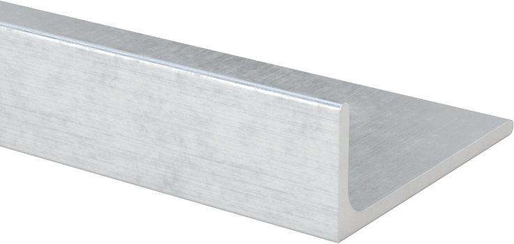 Mimari 6063 Alüminyum 90 Derece Köşebent, Yuvarlak İç Köşe, 1/16" Duvar Kalınlığı, 1/2" Dış Yükseklik, 4' Uzunluk