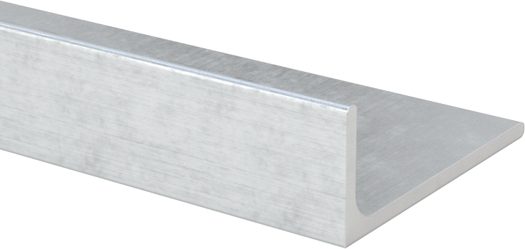 Mimari 6063 Alüminyum 90 Derece Köşebent, Yuvarlak İç Köşe, 1/16" Duvar Kalınlığı, 1/2" Dış Yükseklik, 8' Uzunluk