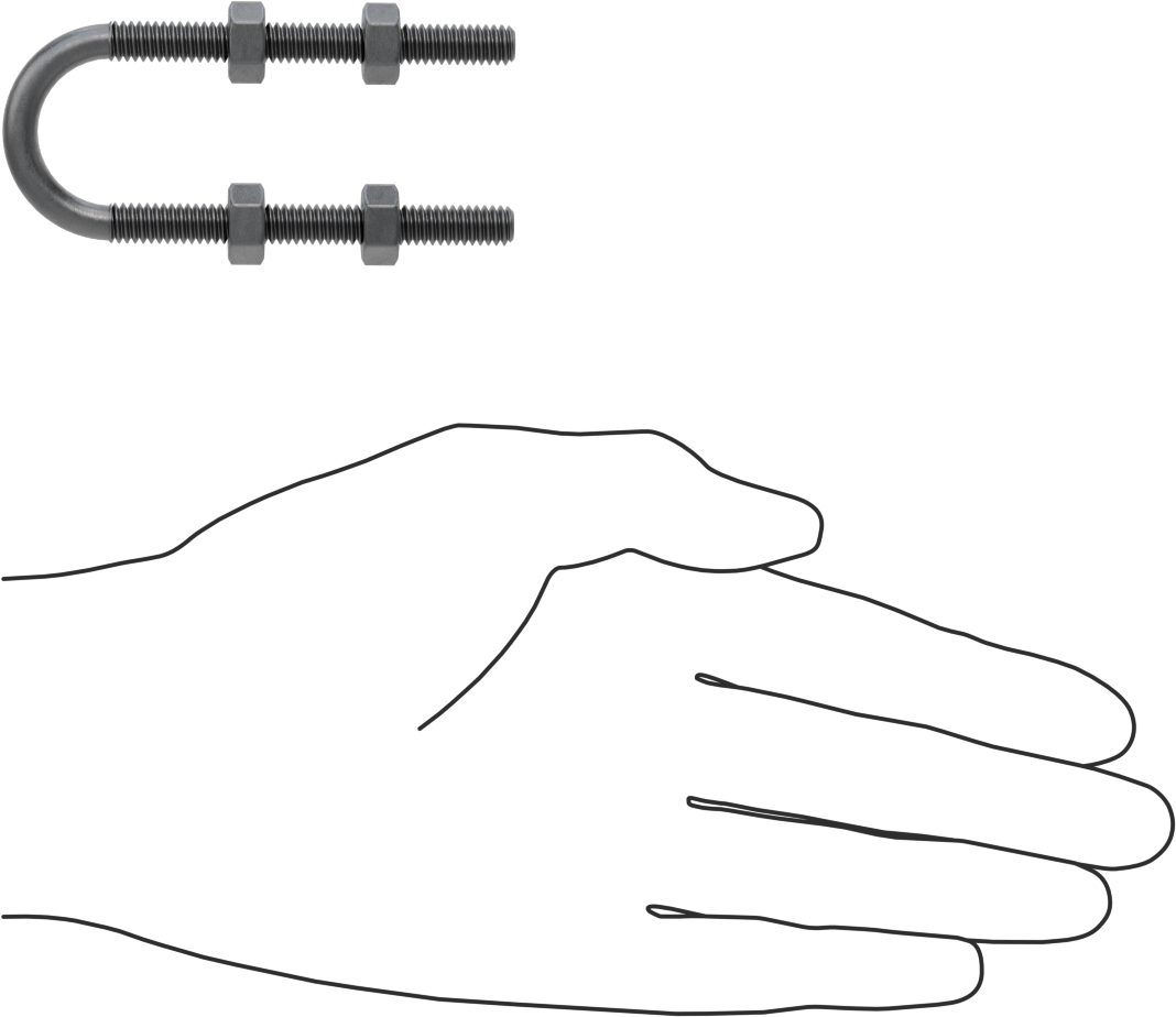 Çelik U-Cıvata, 1/4"-20 Diş Boyutu, 7/8" ID
