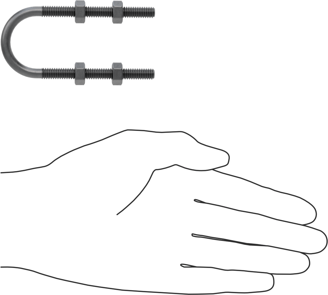 Çelik U-Cıvata, 1/4"-20 Diş Boyutu, 1-1/8" ID