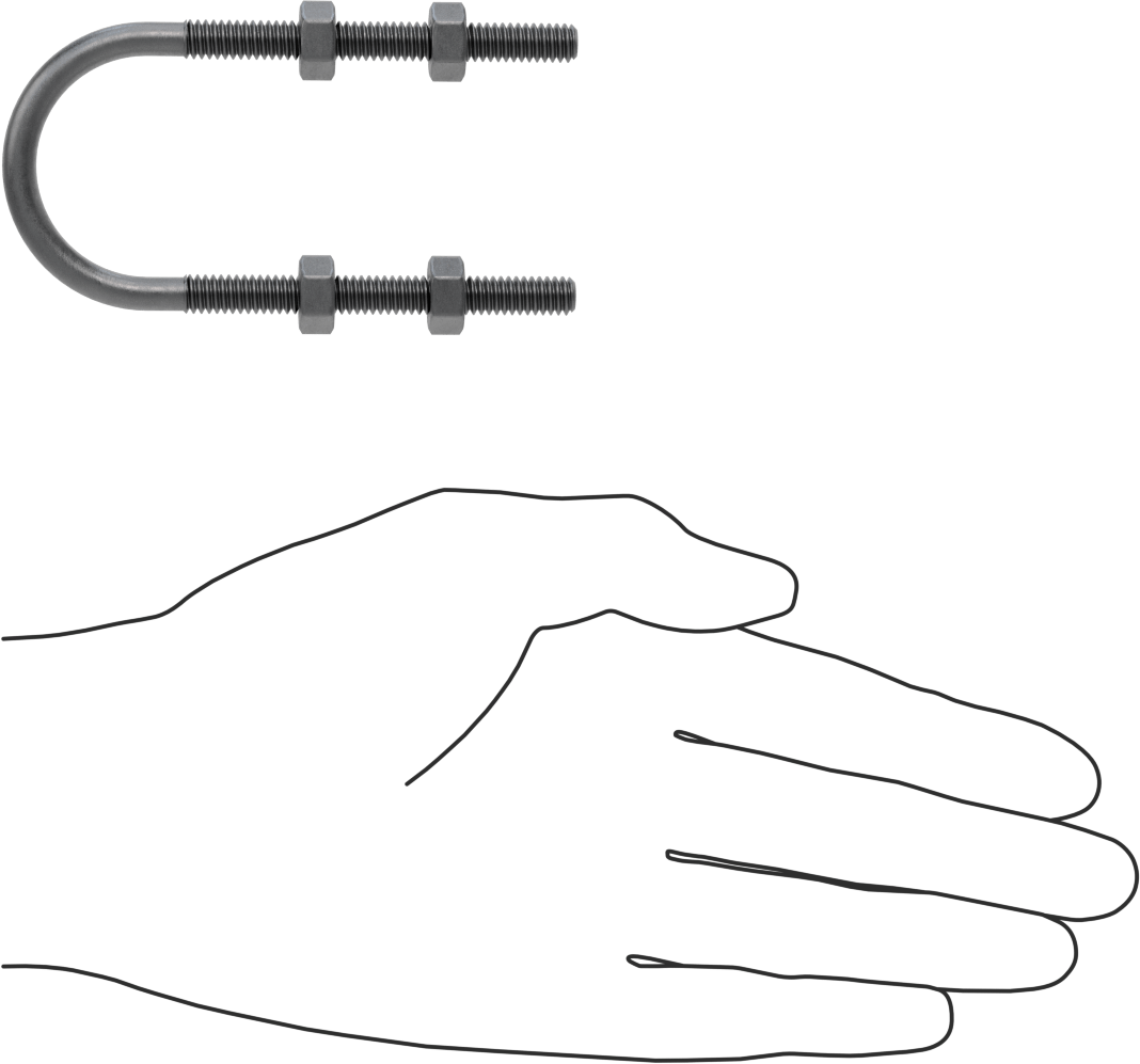 Çelik U-Cıvata, 1/4"-20 Diş Boyutu, 1-3/8" ID