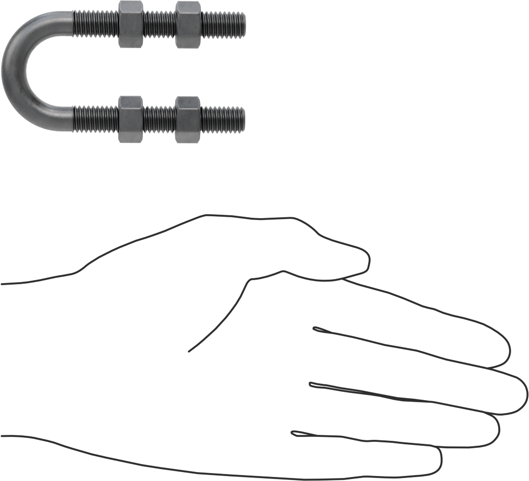 Çelik U-Cıvata, 3/8"-16 Diş Boyutu, 15/16" ID