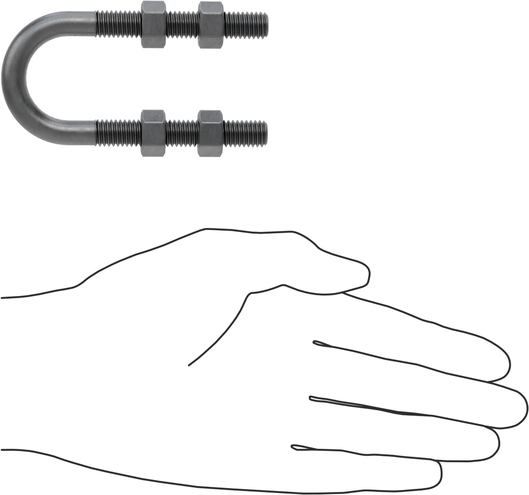 Çelik U-Cıvata, 3/8"-16 Diş Boyutu, 1-1/8" ID